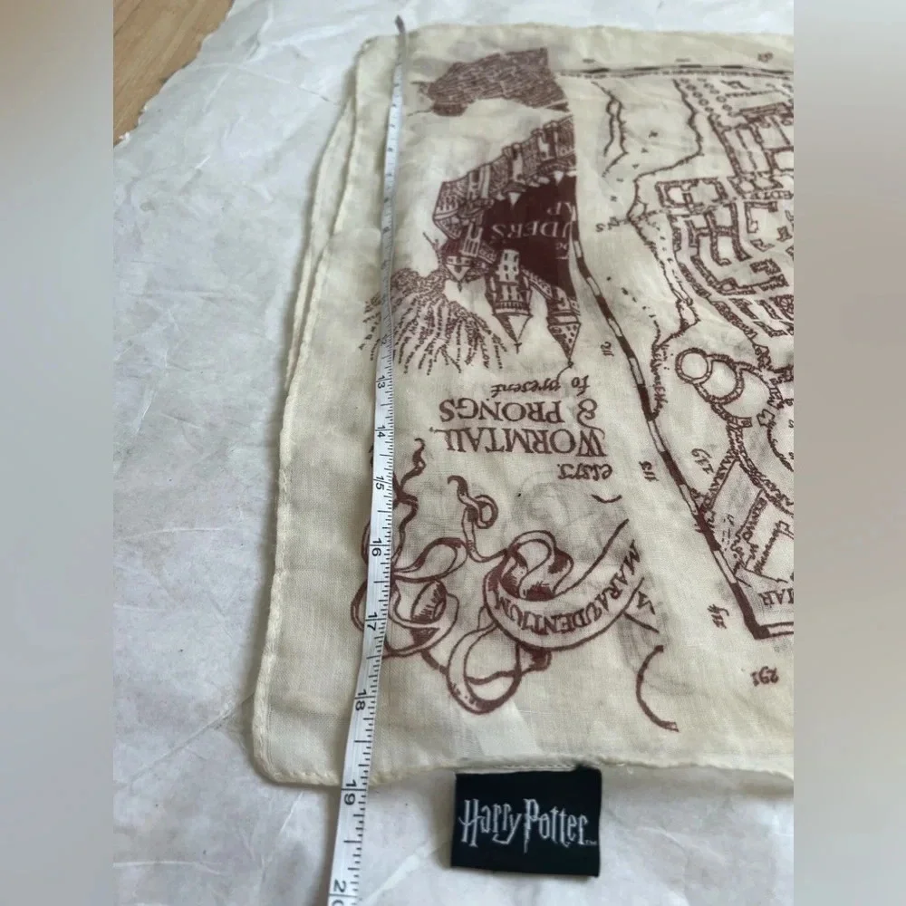 Harry Potter Marauders Map Womens Scarf Sheer Polyester Brown Cream 76 x 19’